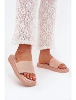 Dámské Pantofle Na Platformě Z Eko Semiše Špinavě Růžové Jorina