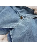 Světle modro/béžová dámská džínová bunda s kožešinovým límcem (br9585-50046) Světle modro/béžová dámská džínová bunda s kožešinovým límcem (br9585-50046)