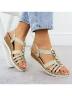 Dámské zlaté sandály Remonte R6264-91 na platformě s gumovou podrážkou