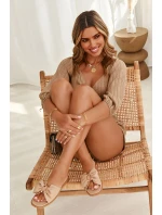 Dámské kožené pantofle s mašlí Béžové Becky