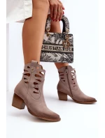 Kožené boty s výstřihy Maciejka 06412-04 Beige