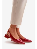 Lakované Baleríny Na Nízém Podpatku S Špičatými Nosíky Bordové Anarinne