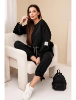 Komplet dámský máslový z viskózy s vázáním černý