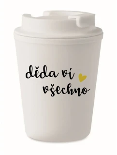 DĚDA VÍ VŠECHNO - bílý termohrnek 300 ml