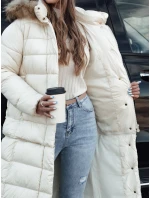 Dámská prošívaná zimní bunda s kapucí CROMBILA ecru FashionStreet TY4101