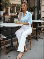 Dámské džíny s vysokým pasem a širokými nohavicemi bílé FashionStreet UY2947