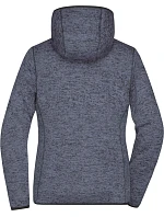 Daiber JN 588 Dámská pletená fleecová bunda s kapucí 02.0588 denim melange/black