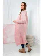 Svetr dlouhý kardigan pudrově růžový