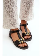 Elegantní Dámské Sandály S Ozdobnými Detaily S.Barski KV27-030 Černé