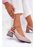 Dámské sandály na podpatku se špičatými špičkami Vinceza 62217 špinavě růžové