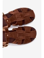 Dámské římské sandály Ploché Hnědé Belanessa