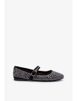 Ekologické semišové baleríny zdobené černými kamínky Tinara Ekologické semišové baleríny zdobené černými kamínky Tinara