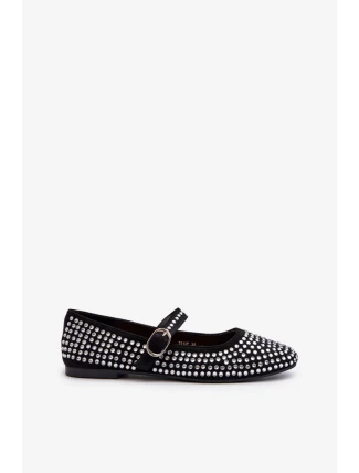 Ekologické semišové baleríny zdobené černými kamínky Tinara Ekologické semišové baleríny zdobené černými kamínky Tinara