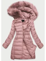 Prošívaná dámská bunda ve starorůžové barvě s kapucí (7754BIG) Prošívaná dámská bunda ve starorůžové barvě s kapucí (7754BIG)