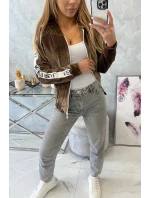 Velurová mikina s kapucí hnědá