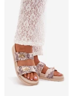 Vzorované Dámské Pantofle Na Platformě Béžové Sorina