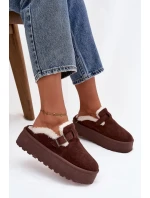 Ženské Sněhule S Kožešinou A Přezkou Na Platformě Čokoládové Jessina