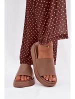 Dámské pantofle na platformě tmavě béžové Tanelisse