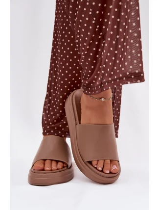 Dámské pantofle na platformě tmavě béžové Tanelisse