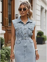 Dámské džínové midi šaty bez rukávů FashionStreet EY2686
