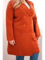 Dámský kabát Plus Size dvouřadový s límcem rudy