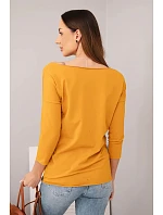 Dámská halenka s lodičkovým výstřihem hořčicová