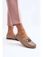 Dámské kožené mokasíny s ozdobou Laura Messi 2761 béžové