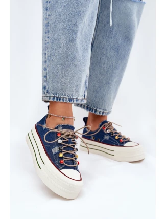 Dámské Tenisky Na Platformě GOE RR2N4103 Tmavě Modré