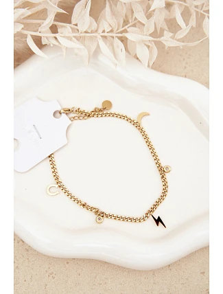 Zlatý náramek na nohu s přívěsky