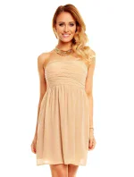 Dámské společenské šaty korzetové krátké béžové - Béžová / S - ATTENTIF