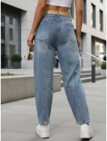 Dámské džíny balonového střihu s páskem a visačkou modré FashionStreet UY2915