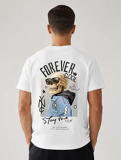 Pánské tričko Forever Cool oversize bílé FashionStreet NX4010R