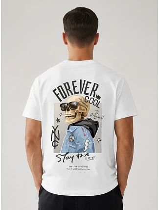 Pánské tričko Forever Cool oversize bílé FashionStreet NX4010R