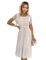 465-2 MIA Plisované midi šaty se širokým páskem - BEACH 465-2 MIA Plisované midi šaty se širokým páskem - BEACH