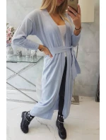 Svetr dlouhý svetr vázaný v pase modrý