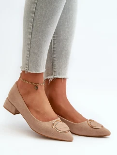 Boty na nízkém podpatku z ekokože S.Barski KV27-037 béžové