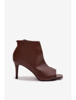 Dámské sandály na podpatku čokoládové Helira