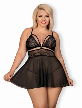 Nádherná košilka 838 - BAB black XXL - Obsessive Nádherná košilka 838 - BAB black XXL - Obsessive