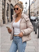 Dámská zimní prošívaná bunda s kapucí, světle béžová, FashionStreet TY5746 Dámská zimní prošívaná bunda s kapucí, světle béžová, FashionStreet TY5746