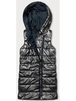 Dámská vesta v grafitové barvě s asymetrickým zipem (16M9117-105)