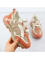 Dámské kožené tenisky béžové a oranžové Goe RR2N4064 Dámské kožené tenisky béžové a oranžové Goe RR2N4064