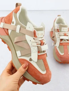 Dámské kožené tenisky béžové a oranžové Goe RR2N4064