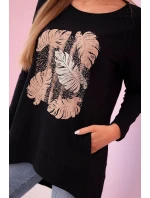 Dámská halenka s kapsami a ozdobným potiskem černý