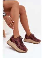 Kožené Sneakersy Na Platformě Dámské Big Star SS274625 HI-POLY SYSTEM Bordové Kožené Sneakersy Na Platformě Dámské Big Star SS274625 HI-POLY SYSTEM Bordové