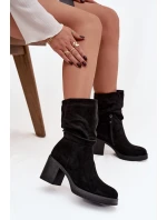 Dámské kotníkové boty s řasením na podpatku Amoria – černé