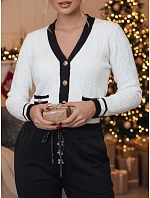 Dámský rozepínací svetr FUZZY bílý FashionStreet MY2365