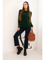 Dámský svetr z baby alpaky s dlouhým rukávem zelený