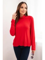 Dámská viskózová blůza s rolákem a dlouhým rukávem červená