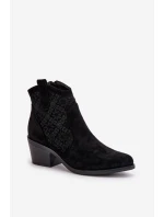 Děrované Kozačky Na Zip Eko Semišové Černé S.Barski HY42-944