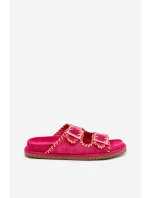 Dámské Pantofle S Přezkami A Dekorativním Obšitím Fuchsie Visley Dámské Pantofle S Přezkami A Dekorativním Obšitím Fuchsie Visley